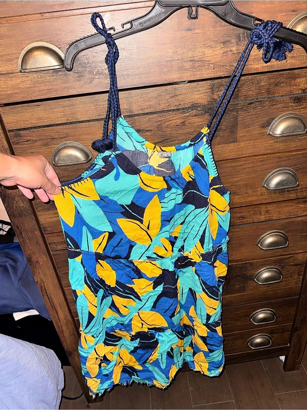 aerie Abstract Mini Dress Blue & Yellow Size Small